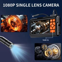 4.3 Inch IPS Screen Industrial Endoscope Camera 1080P HD IP67 Waterproof Borescope 2600mAh Rechargeable Inspection Camera With Adjustable LED Lights for Car Engine Maintenance Sewer Pipe Home Wall Checking