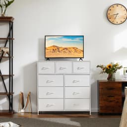 MCQ Living Room Cabinet With 9 Fabric Drawers Beside Nightstand Dresser Tables Storage Closet Chest Clothes Display Furniture