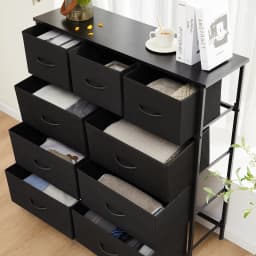 MCQ Living Room Cabinet With 9 Fabric Drawers Beside Nightstand Dresser Tables Storage Closet Chest Clothes Display Furniture