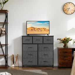 MCQ Living Room Cabinet With 9 Fabric Drawers Beside Nightstand Dresser Tables Storage Closet Chest Clothes Display Furniture