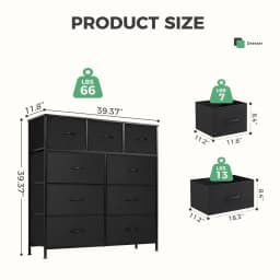 MCQ Living Room Cabinet With 9 Fabric Drawers Beside Nightstand Dresser Tables Storage Closet Chest Clothes Display Furniture