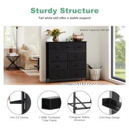 MCQ Living Room Cabinet With 9 Fabric Drawers Beside Nightstand Dresser Tables Storage Closet Chest Clothes Display Furniture