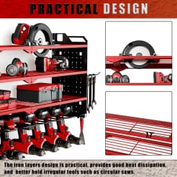 4 Layer Power Tool Organizer Wall Mount with Charging Station, Heavy Duty Tool Organization Rack, Screwdriver Storage, Tool Shelf, Power Tool Storage Rack With 8 Drill Holders, Garage Workshop Shelf for Tool Organization, Gifts for Men