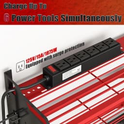 4 Layer Power Tool Organizer Wall Mount with Charging Station, Heavy Duty Tool Organization Rack, Screwdriver Storage, Tool Shelf, Power Tool Storage Rack With 8 Drill Holders, Garage Workshop Shelf for Tool Organization, Gifts for Men