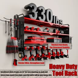 4 Layer Power Tool Organizer Wall Mount with Charging Station, Heavy Duty Tool Organization Rack, Screwdriver Storage, Tool Shelf, Power Tool Storage Rack With 8 Drill Holders, Garage Workshop Shelf for Tool Organization, Gifts for Men