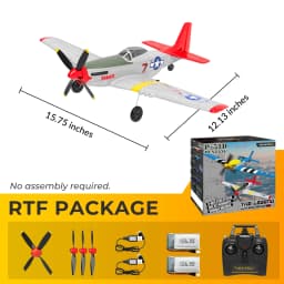 Volantexrc P51 Mustang RC Plane, 3-Level Control, One Key Aerobatic RC Airplane, Easy Assembly for Beginners & Adults