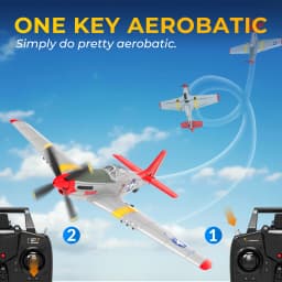 Volantexrc P51 Mustang RC Plane, 3-Level Control, One Key Aerobatic RC Airplane, Easy Assembly for Beginners & Adults