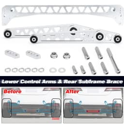 Rear Lower Billet Aluminium Control Arm Kit + Subframe Brace Sliver For 1996-2000 Honda Civic EK