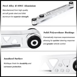 Rear Lower Billet Aluminium Control Arm Kit + Subframe Brace Sliver For 1996-2000 Honda Civic EK