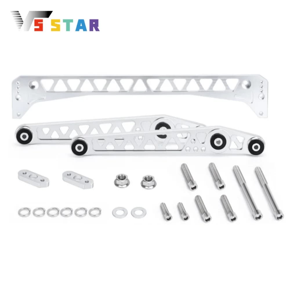 Rear Lower Billet Aluminium Control Arm Kit + Subframe Brace Sliver For 1996-2000 Honda Civic EK