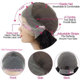 180 Density Short Bob Wig Body Wave 13x4 Lace Front Human Hair wig 100% Brazilian Remy Wigs Natural Color For Women 16inch