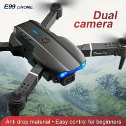 FACEGLE [Portable Drone Set] E99 Dual Camera Drone, Dual Camera - Horizontal and downward shooting, one click control, 360 ° stunt roll, Headless Mode, LED lights, protective frame, Foldable quadcopter, Beginner Drone, Birthday/Festival Gift