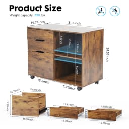 MCQ Living Room 3 Drawers Wooden Mobile Cabinet Chest Dressers Nightstand Storage Cabinet Organizer Rolling Display Furniture