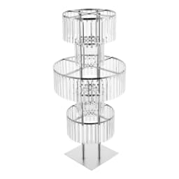 NEWEST Silver Crystal Vases for Centerpieces, 47.2in Metal Pedestal Stands for Table Chandelier Centerpiece Wedding, 5 Tier Round