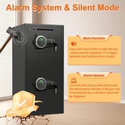 6.0 Cuft Large Fingerprint Home Safes, Safe Box Fireproof Waterproof with LED Light and Dual Alarm System