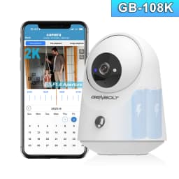 GENBOLT 2K WiFi Indoor House Security Camera Wireless, Pan Tilt Pet Camera with 5000mAh Battery Powered, IP Camera CCTV Nanny Dog Cam Baby Monitor with PIR Detection