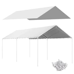10' X 20' Carport Roof, Canopy Replacement Cover for 84C-159 Series, with Ball Bungee Cords, White