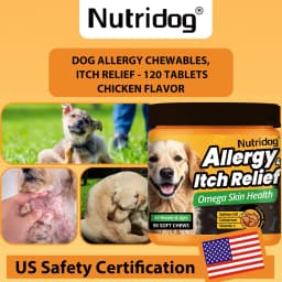 NUTRIDOG Dog Allergy Itch Relief Chews Omega-3 Vitamin C Support Skin For Dog Immune Health Supplement Nutrition 90 PCS/Bottle