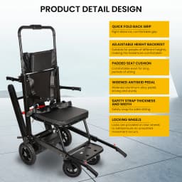 Electric Stair Climbing Chair Foldable Emergency Stair Lift Wheelchair Battery Operated for Elderly Disabled 440 lbs Max Load
