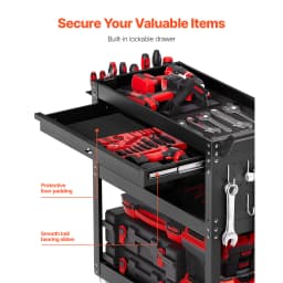 SucceBuy 4-Tier Rolling Tool Cart on Wheels Mechanic Cart with Drawer & Pegboard Tool Storage Organizerfor Garage Repair Shop