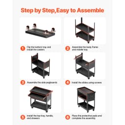 SucceBuy 4-Tier Rolling Tool Cart on Wheels Mechanic Cart with Drawer & Pegboard Tool Storage Organizerfor Garage Repair Shop