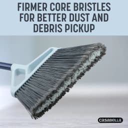 Power Core Broom with Dustpan Integrated Scraper Rubber Lip Long Handle Effective Cleaning Durable Bristles Pet Hair Removal