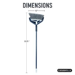 Power Core Broom with Dustpan Integrated Scraper Rubber Lip Long Handle Effective Cleaning Durable Bristles Pet Hair Removal