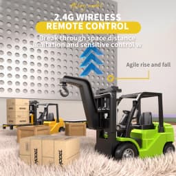 1/64 Mini Remote Control Forklift Desktop Alloy Toy Car with Trailer 2.4G RC Excavator Game Engineering Truck Children Toy Gift