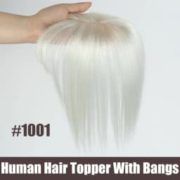 5cmx9cm Highlights Brown Human Hair Toppers With Bangs Women Clip in Hair Toppers for Thinning hair Brown Blonde Hairpieces