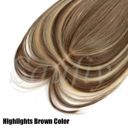 5cmx9cm Highlights Brown Human Hair Toppers With Bangs Women Clip in Hair Toppers for Thinning hair Brown Blonde Hairpieces