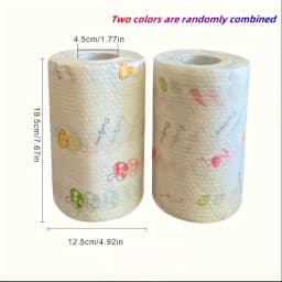 50 100pcs/roll Dishcloth Absorbent Thickened Kitchen Paper Dry Wet Use Non Greasy Random Pattern for Sink Cleaning Dishwashing