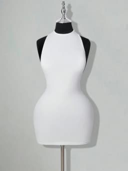 Solid Color Backless Bodycon Mini Dress White Sexy Club Party Dress