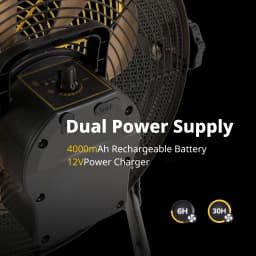 Orison 12" Portable Battery-Operated High-Velocity Floor Fan, Cordless for Camping, Travel, Tents, Hurricanes, and Home Use