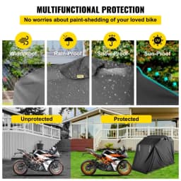 VEVOR Motorcycle Shelter Shed Strong Frame Motorbike Garage Waterproof 106.3"x 41.3"x 61" Motorbike Cover Tent Scooter Shelter