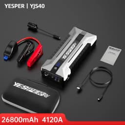 YESPER 4120A 26800mAh Jump Starter Portable, 12V Car Booster Pack with Carry Case & Jumper Cables for All Gas 10L Diesel