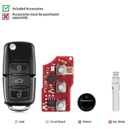 5PCS Xhorse XKB520EN 2nd Generation Wire Remote Key for Volkswagen B5 Type Update Version of XKB501EN