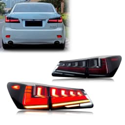 LED Tail Lights for Lexus IS250 IS350 ISF IS II 2006-2013 Sequential Turn Signal Dynamic Animation Black Rear Lamps Assembly
