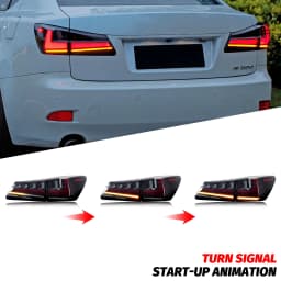 LED Tail Lights for Lexus IS250 IS350 ISF IS II 2006-2013 Sequential Turn Signal Dynamic Animation Black Rear Lamps Assembly