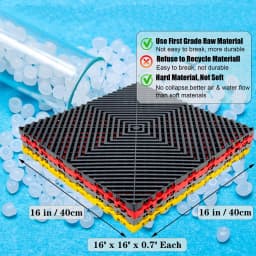 20 Pack 16"x 16"Interlocking Garage Floor Tiles,Modular Drainage Floor Mat,Non-Slip Splicing Interlocking Drainage Floor Mats
