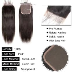 Peruvian Human Hair Bundles With Closure Straight Raw Virgin 3 4 Bundles With 4x4 5x5 HD Lace Closure Weave With 13x4 Frontal
