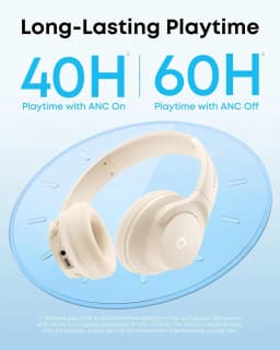 Soundcore by Anker Q20i Hybrid Active Noise Cancelling Headphones, Wireless Over-Ear Bluetooth, 40H Playtime (Refurbished)