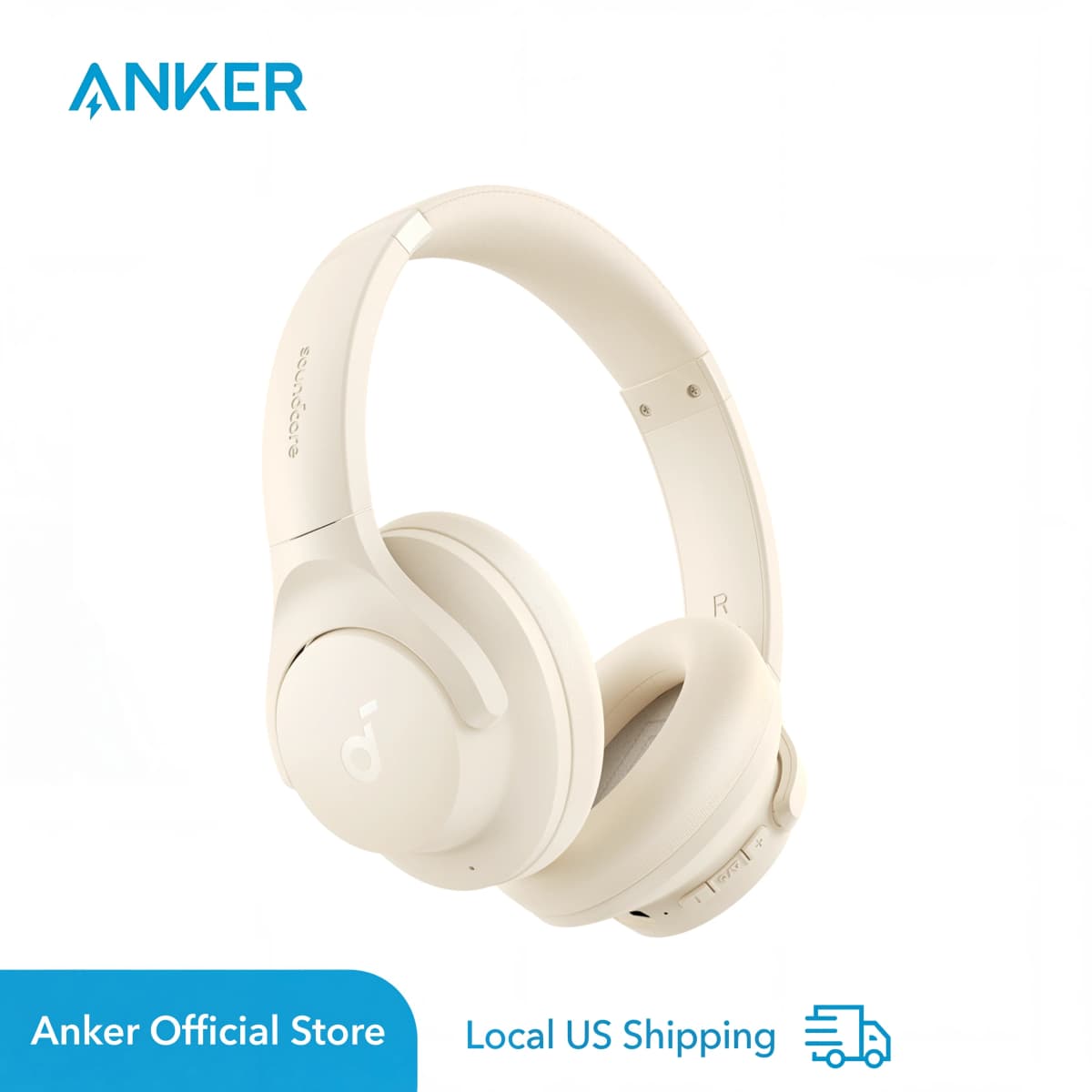 Soundcore by Anker Q20i Hybrid Active Noise Cancelling Headphones, Wireless Over-Ear Bluetooth, 40H Playtime (Refurbished)