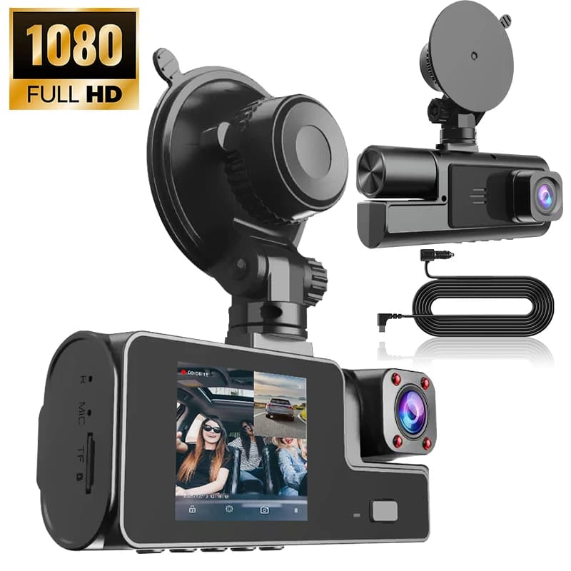 2 Camera Dash Cam W/ IR Night Vision Loop Recording & 2" IPS Screen 1080P , DVR recorder, video recorder, Vehicle DVR