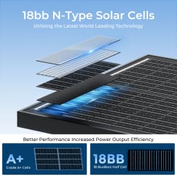 RVPOZWER 12.8V 400/200/100W Rigid Solar Panel 18BB N-Type Solar Cells Monocrystalline Silicon Waterproof Solar Panel Home/RV