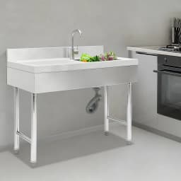 Freestanding Rectangular Silver Stainless Steel Sink 150kg Load Capacity Commercial Outdoor Sink for Homes/Restaurants