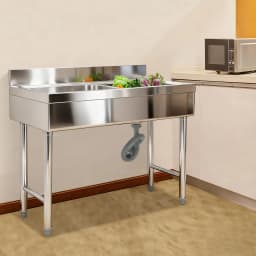 Freestanding Rectangular Silver Stainless Steel Sink 150kg Load Capacity Commercial Outdoor Sink for Homes/Restaurants