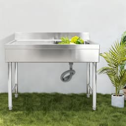Freestanding Rectangular Silver Stainless Steel Sink 150kg Load Capacity Commercial Outdoor Sink for Homes/Restaurants