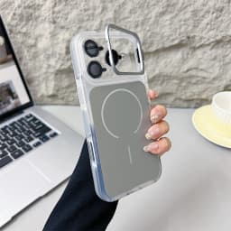 Luxury Matte Shockproof Magnetic Bumper Case For iPhone 17 Pro Max Air 16 15 14 Plus 13 12 For Magsafe Lens Protect Stand Cover