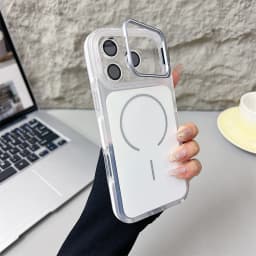 Luxury Matte Shockproof Magnetic Bumper Case For iPhone 17 Pro Max Air 16 15 14 Plus 13 12 For Magsafe Lens Protect Stand Cover