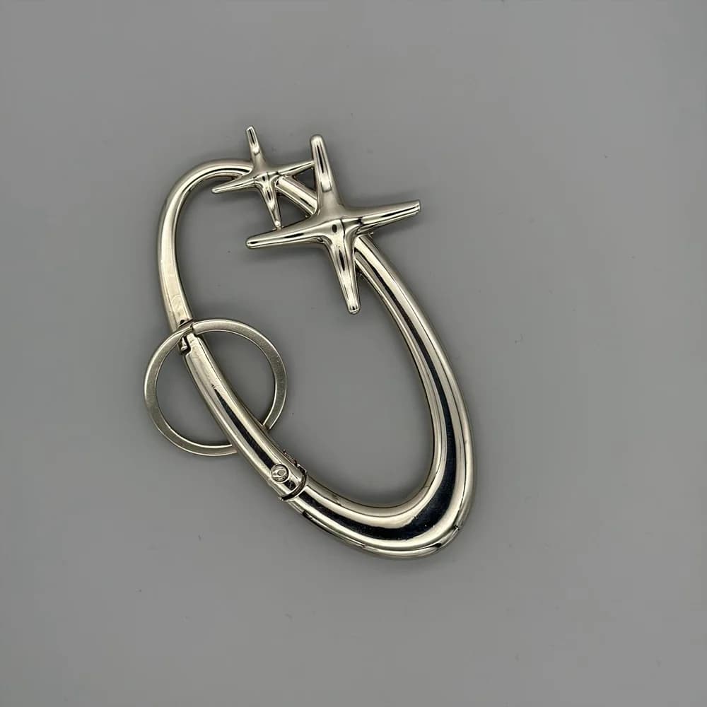 Y2K Punk Star Oval Essential Icon Carabiner Keychain Axe Shaped Mountaineering Car Key Ring Gothic Backpack Decor Korean Fashion